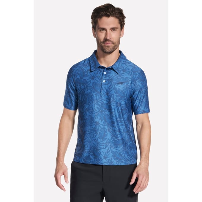 Skechers GO DRI All Day Gedrukt Polyester Heren Witte Poloshirt