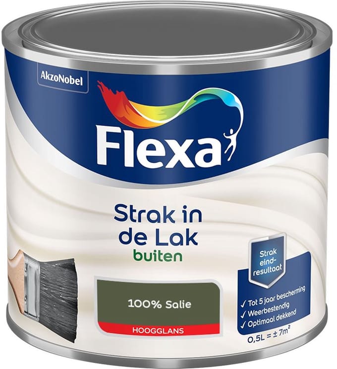 Flexa - Strak In De Lak Buitenlak Hoogglans - 100% Salie - Mengverf - 500 Ml
