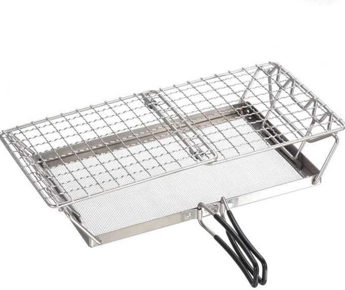 Broodrooster Houder - Grill Rek - Buiten Koken - Vouwbaar Ontwerp - Compact Formaat - Zilverkleurig