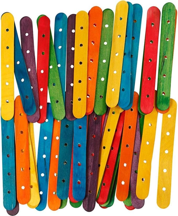 Constructiestokjes, L: 15 cm, B: 1,8 cm, gatgrootte 4 mm, diverse kleuren, 500 div