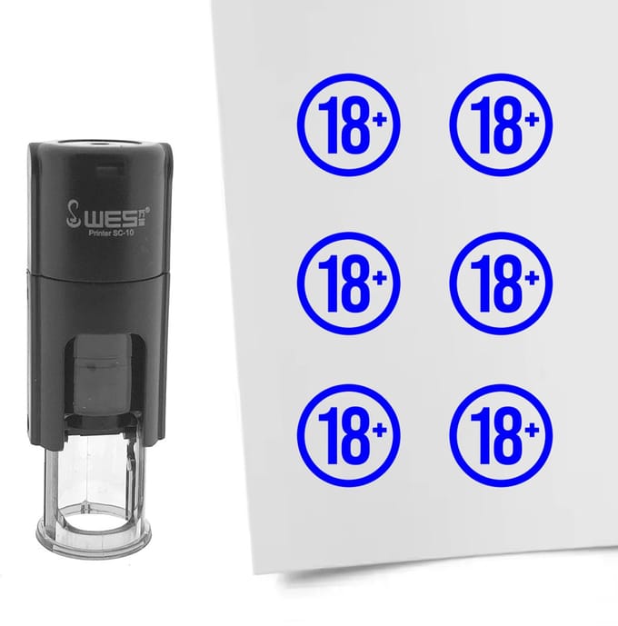 CombiCraft Stempel 18+ 10mm rond blauwe inkt - per 1 stuk