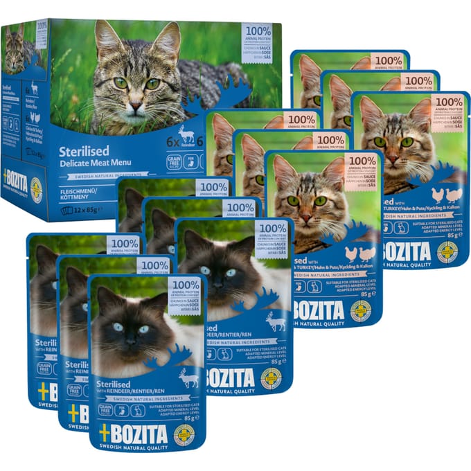 Bozita hapjes in saus Sterilised 12 x 85 g - Mixpakket vleesmenu
