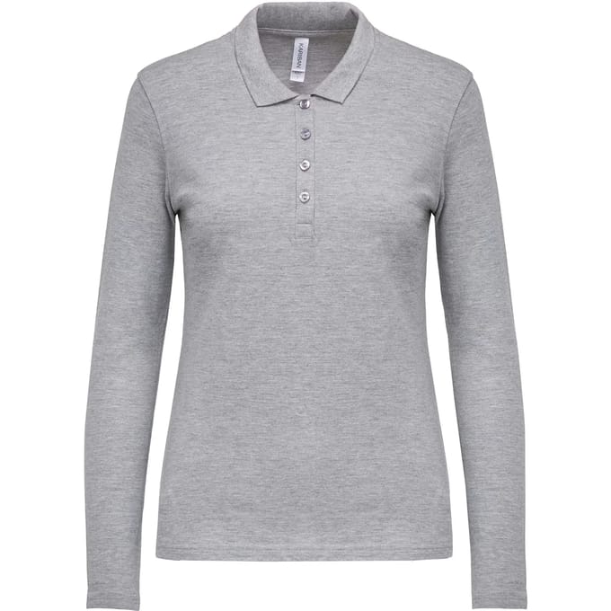 Kariban Piqué-damespolo lange mouwen K257 - Dark Grey - M