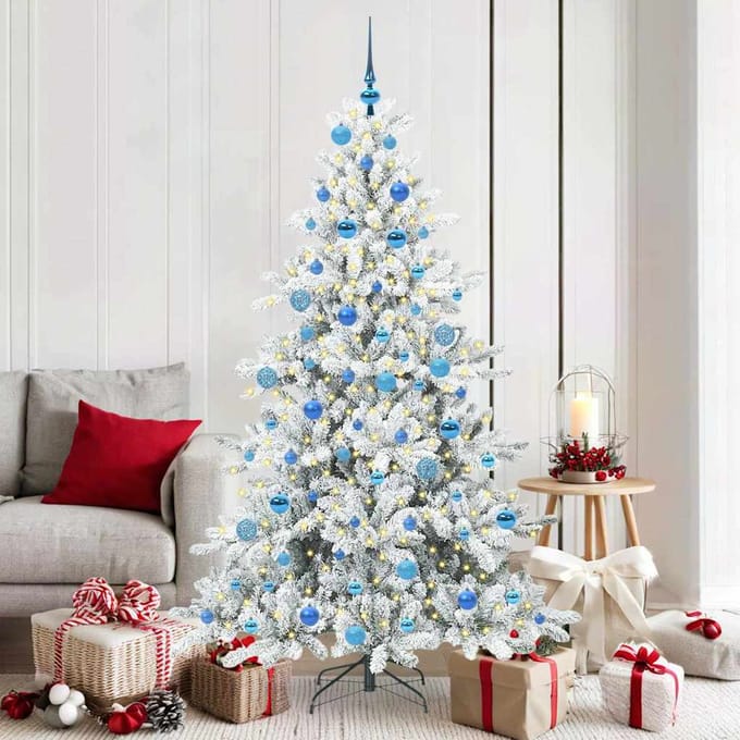 vidaXL - Kunstmatige - Hinged - Kerstboom - Wit - 180 - cm - PVC - en - Staal