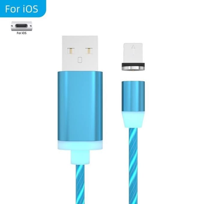 Câble de chargeur magnétique - YWEI - Blue for iPhone-1m - USB Micro et Type C - Charge rapide - 1 m