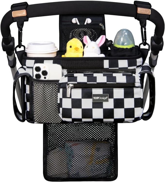 Kinderwagen Organizer - Wandelwagen Caddy - Alles Bij De Hand - Met Verstelbare Bevestiging