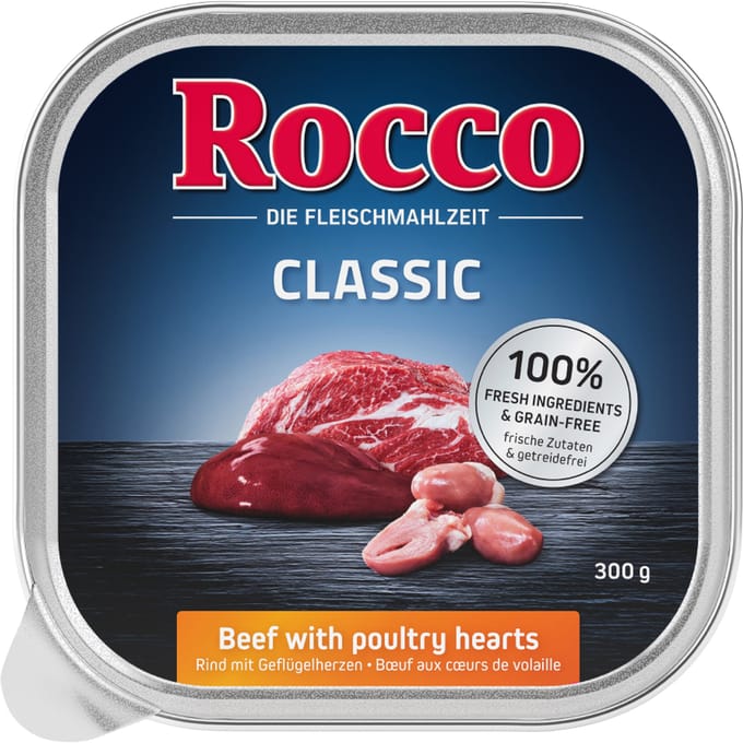 9x300g Rund met kippenharten Rocco Hondenvoer