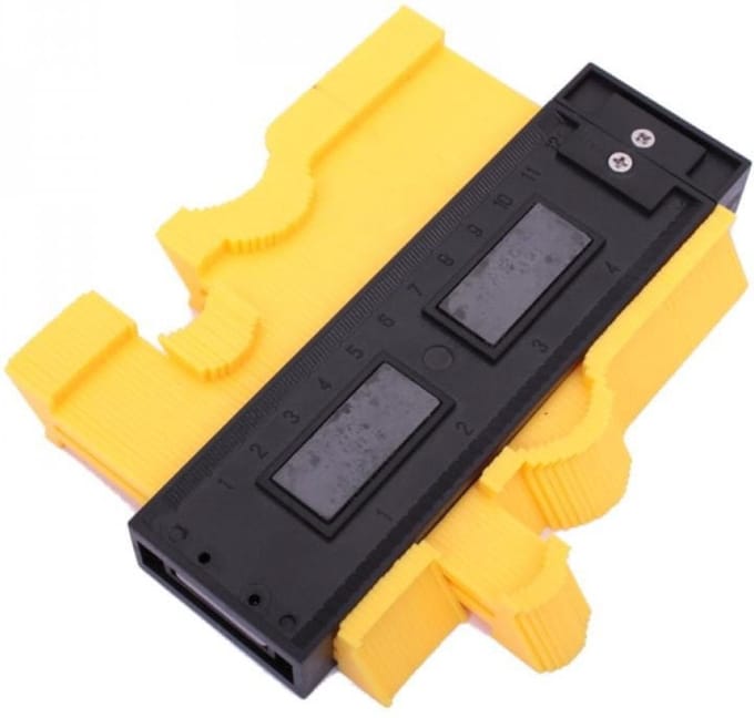 Multifunctionele contourmall - aftekenhulp - geel 12.5cm