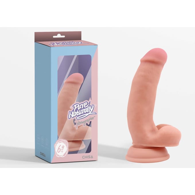 Pure Naturally - Pornographer - Liquid Siliconen Dildo - 17,6 x 4 cm - Lichte Huidskleur