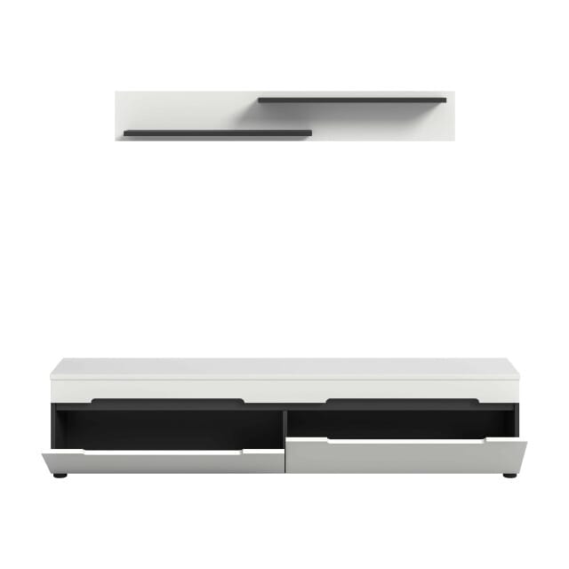 Canu Lowboard + Wandplank staand-hangend wit NB Basalt NB Abs. wit NB - 33x170x38cm