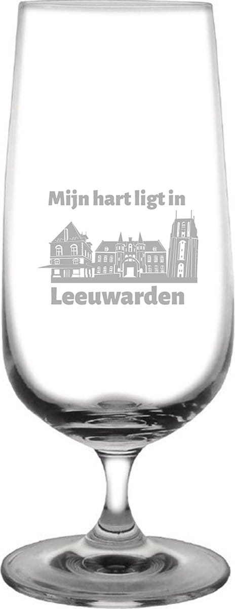Gegraveerde bierglas op voet 41cl Leeuwarden