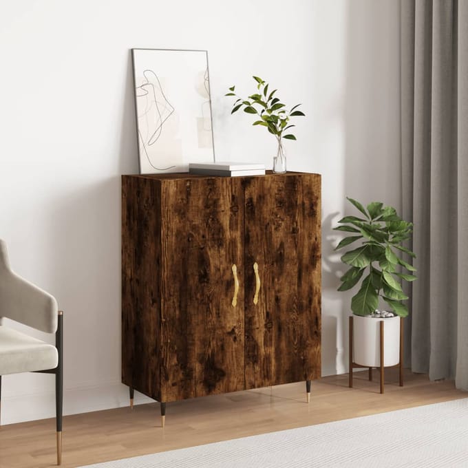 vidaXL - Dressoir - 69,5x34x90 - cm - bewerkt - hout - gerookt - eikenkleurig
