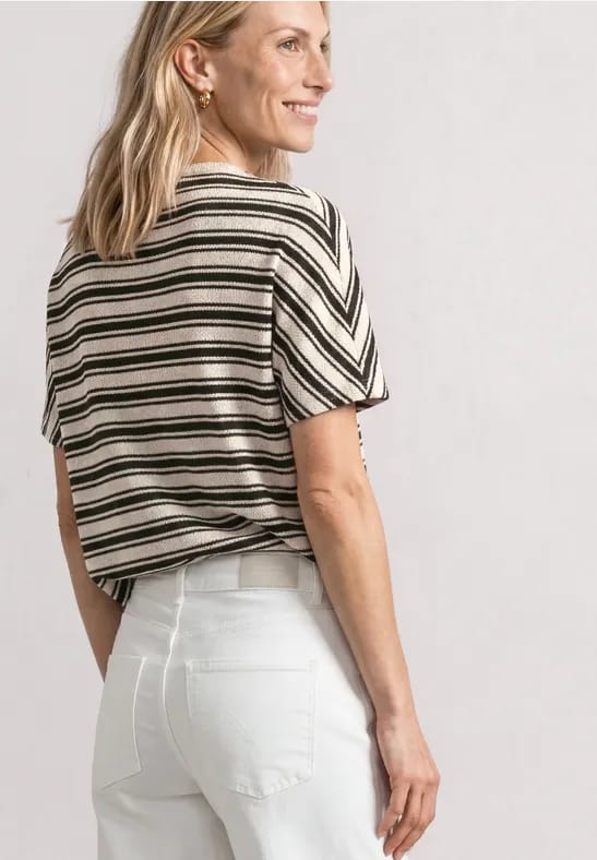 Shirt met gebreide look en ronde hals