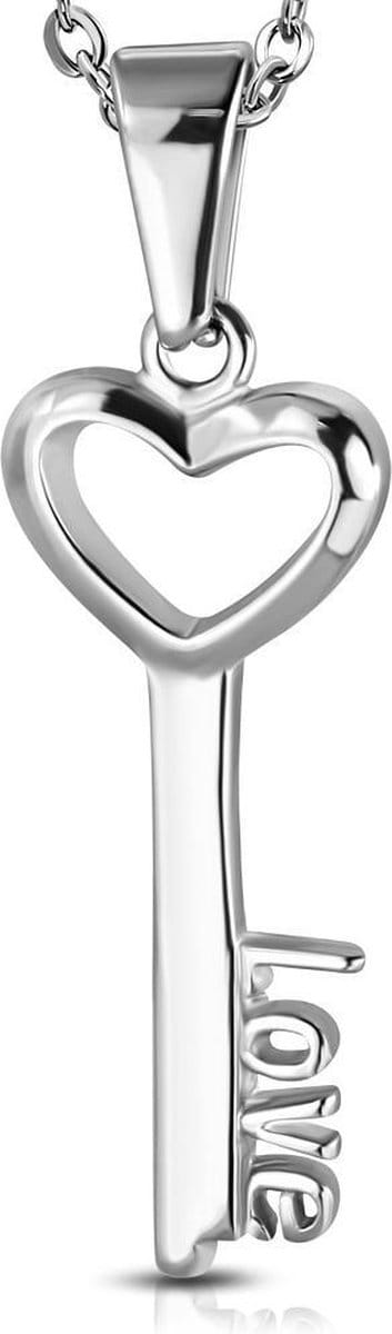 Montebello Ketting Avin - 316L Staal - Love Sleutel - 38x15mm - 45cm