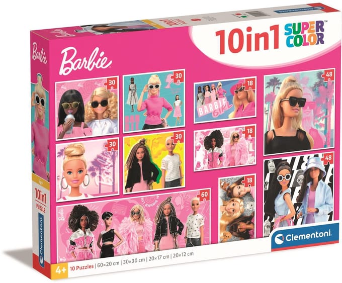 Clementoni - Kinderpuzzel 10 in 1 - Barbie - Diverse Afbeeldingen - Vanaf 4 Jaar