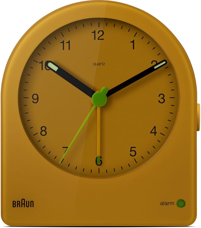 Braun BC22Y - Wekker - Analoog - Halfrond - Alarm - Stil uurwerk - Geel