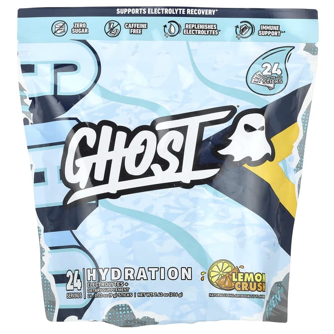 Ghost, Hydratatie, Citroen Crush, 24 sachets, 9 g (0,32 ons) elk