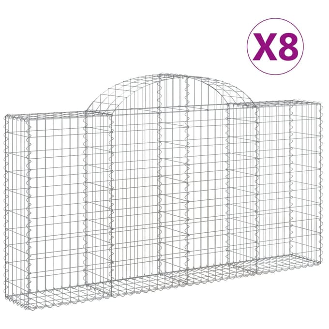 vidaXL - Schanskorven - 8 - st - gewelfd - 200x30x100/120 - cm - ijzer