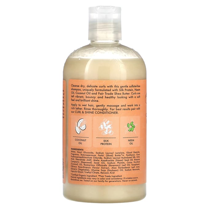 SheaMoisture, Curl & Shine Shampoo, Dik en Krullend Haar, Kokosnoot & Hibiscus, 13 fl oz (384 ml) beige