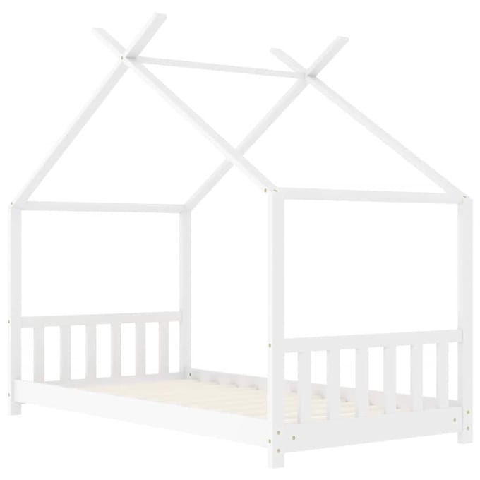 vidaXL - Kinderbedframe - massief - grenenhout - wit - 70x140 - cm