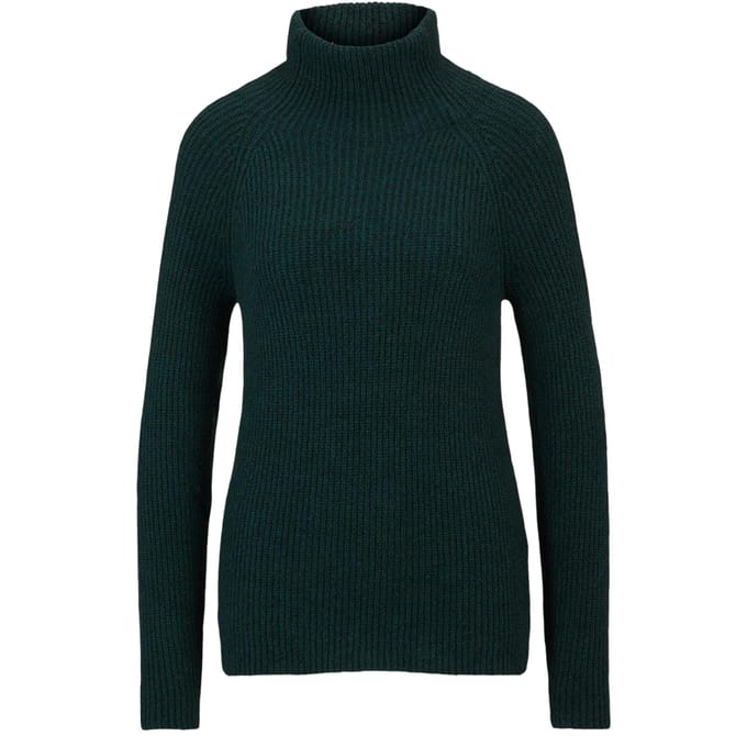 Boss Dames Lichte Ribgebreide Regular Raglan Pullover (Donkergroen)