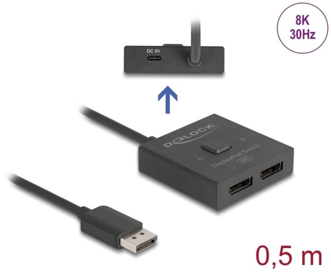 Delock DisplayPort Switch 2 to 1 bidirectional 8K