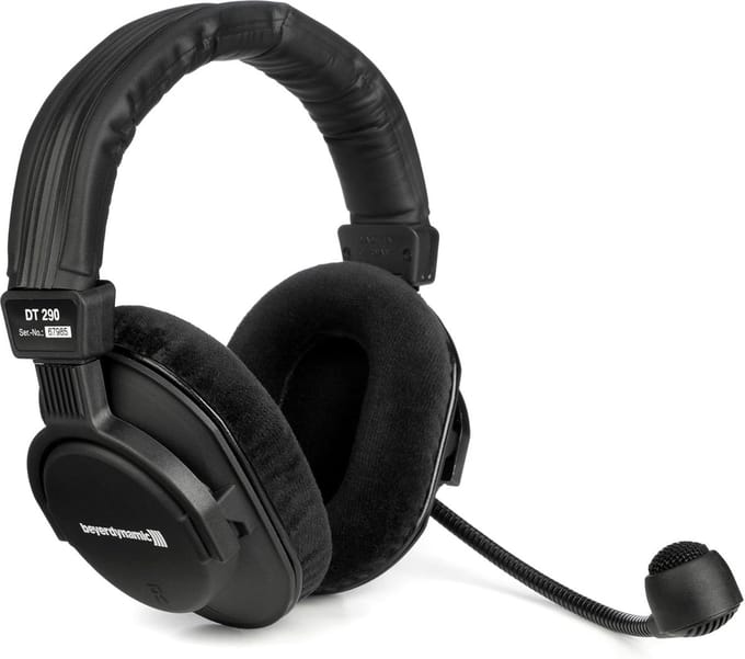 Microfoon Headset - Studio Koptelefoon - Uitzendtoepassingen - Hypercardioïde Microfoon - 250 Ohm - Zwart
