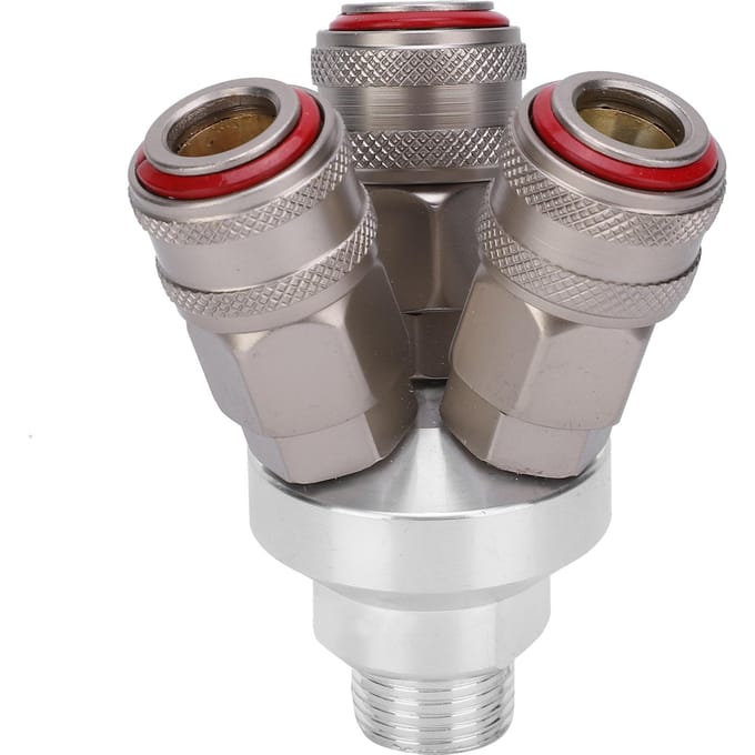 Connecteur 3 Voies Chromé Composant Pneumatique Acier au Carbone Filetage G1 2in Raccord Rapide