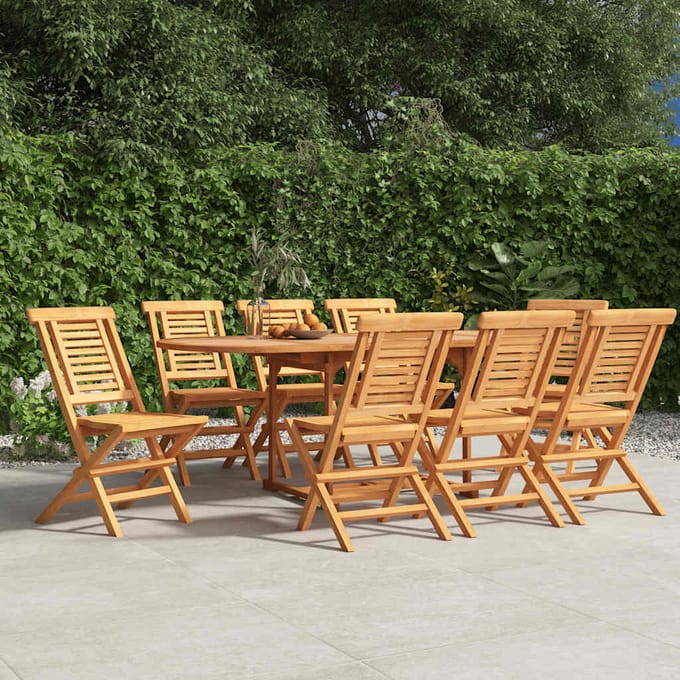 vidaXL - Opklapbare - stoelen, - 8 - stuks, - 47x63x90 - cm, - massief - teakhout