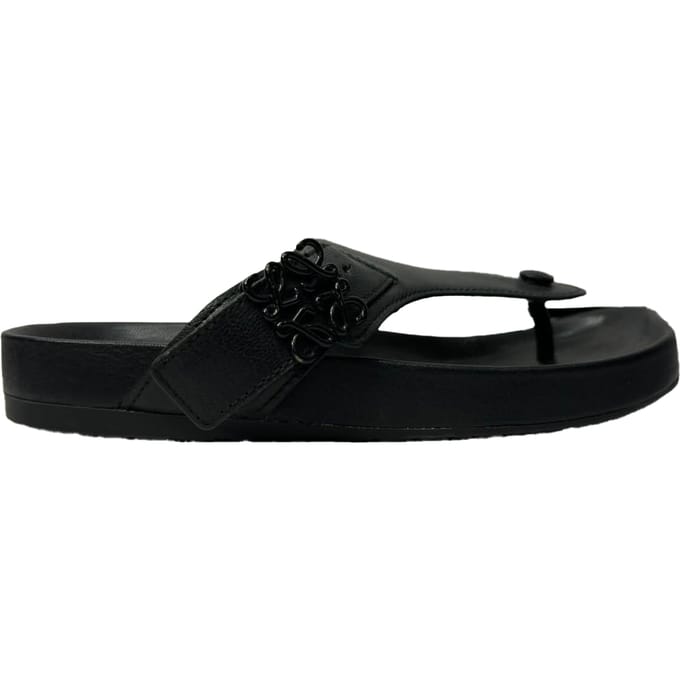 Loewe Ease Versierde Teenslippers van Zwart Lam leer