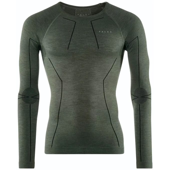 FALKE Wool-Tech Longsleeve sneldrogend wol functioneel functioneel shirt met lange mouwen heren groen - maat M