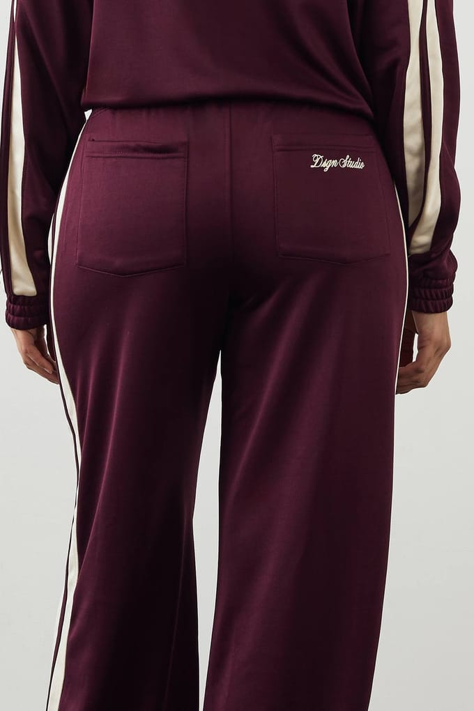 Dames DSGN Studio Tricot Rechte Pijp Jogger | Bordeaux Rood | Maat: 2XL