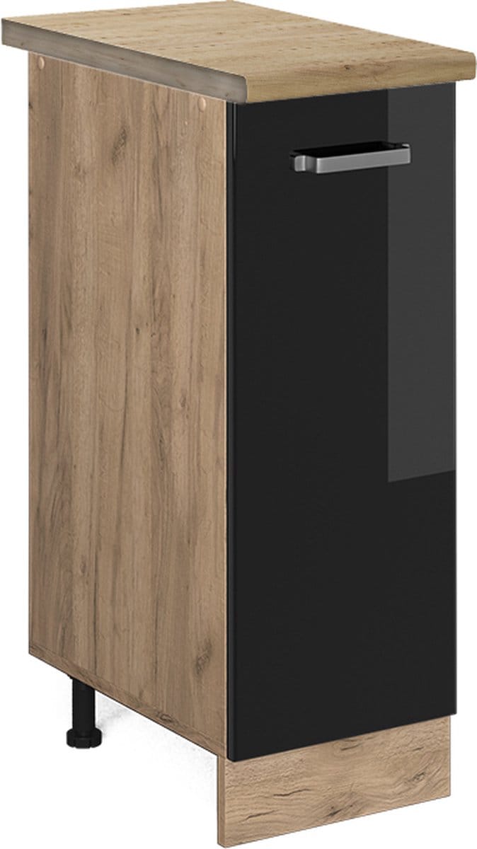 Vicco R-Line Apotheekkast – 30 cm, WB Eik Zwart hoogglans