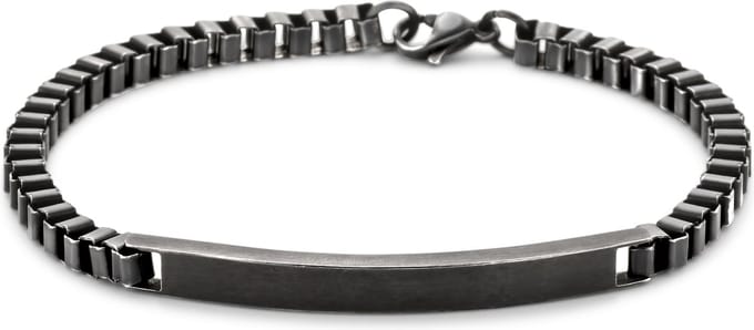 Frank 1967 Armband – 7FB-0677 - Naamplaat – 21 cm – Geborsteld Zwart Staal