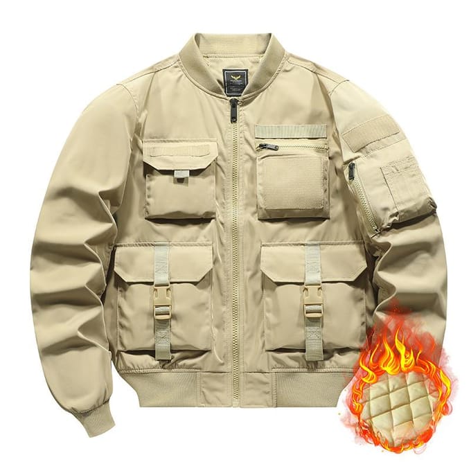 Bomberjack Heren Baseballuniform Multi-zak Werkjas Functionele Jas Drievoudig Bewezen Aanvalstop 4XL beige