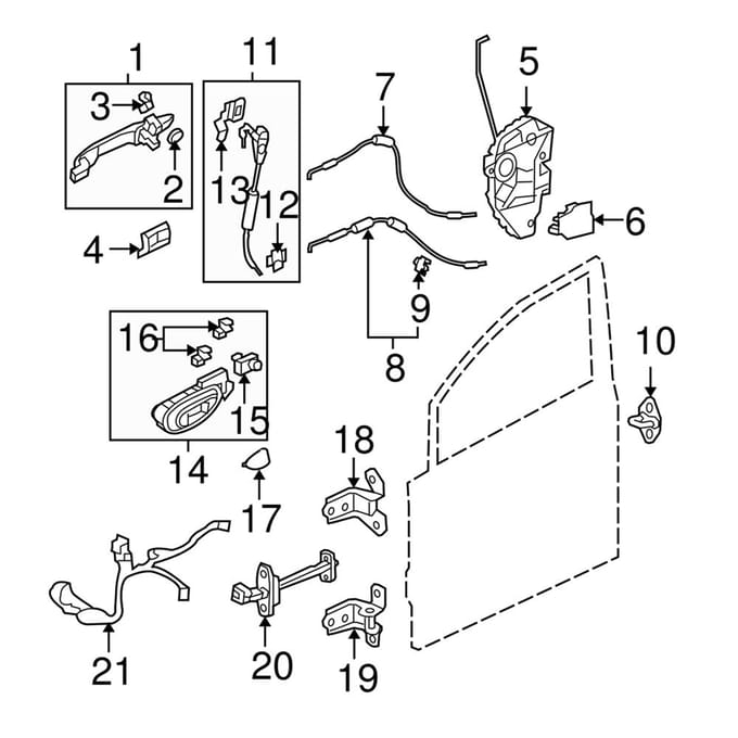 Câble de déverrouillage de poignée de porte avant gauche droite adapté à Civic 2006 – 2011 72131-SNA-A01 gray
