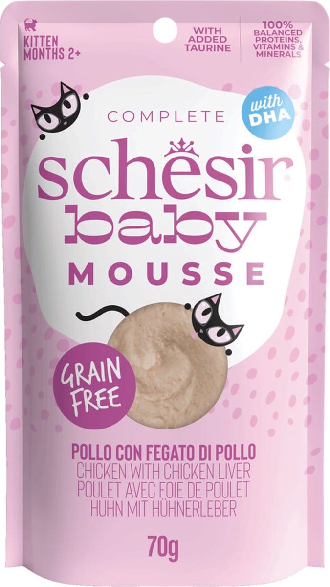12x Schesir Baby Kitten Mousse Kip 70 gr
