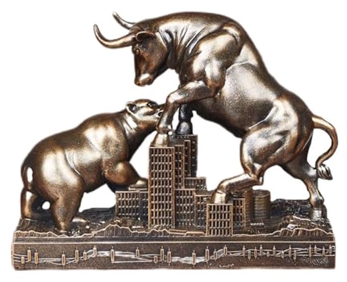 Wall Street Bull and Bear Statue - Resin Decoration Figure for Office Decor