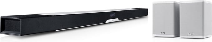 Teufel CINEBAR LUX Surround 5.0-Set - Slanke high end bluetooth soundbar - HDMI - Geïntegreeerde subwoofer - Rearspeakers - Bluetooth - Spotify - wit