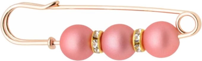 Fako Bijoux® - Sierspeld - Sjaalspeld - Vestsluiting - Vestspeld - Parels & Strass - 65mm - Roze