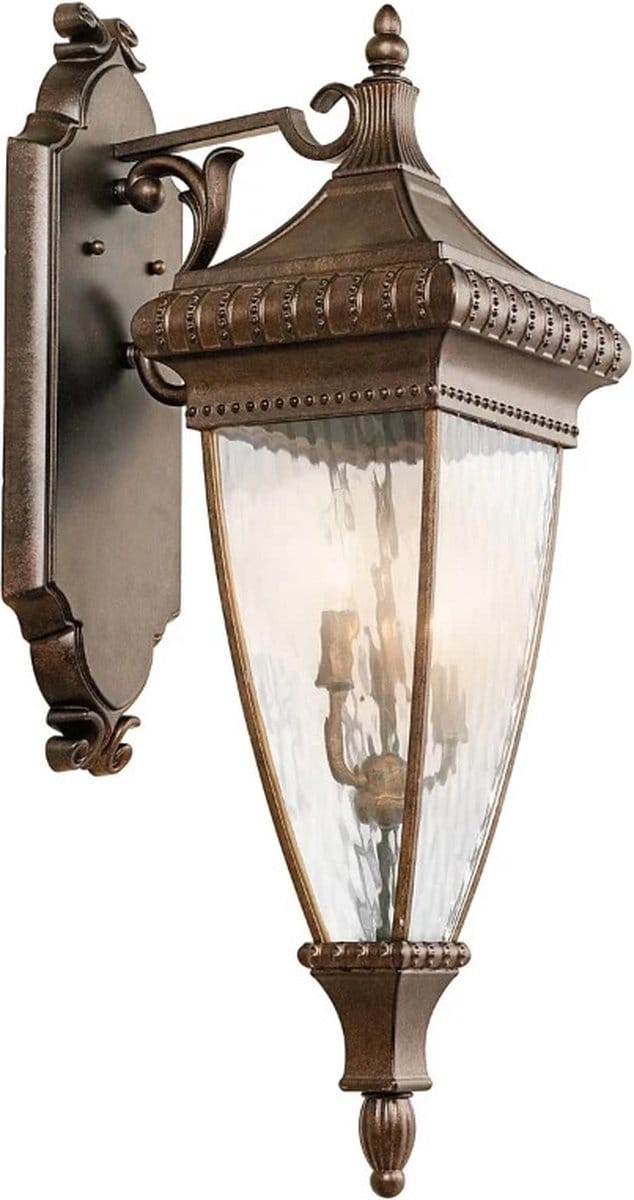 Kichler LED Wand Buitenlamp Venetian Rain | 3X E14 Max 60W | IP44 | Dimbaar | Brushed Bronze