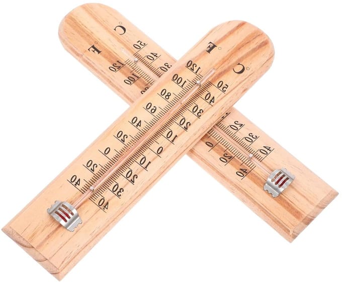 Digitale Thermometer - Weerstation Kamer - Temperatuur Meten - Houten Constructie - 26 cm Lengte - Khaki