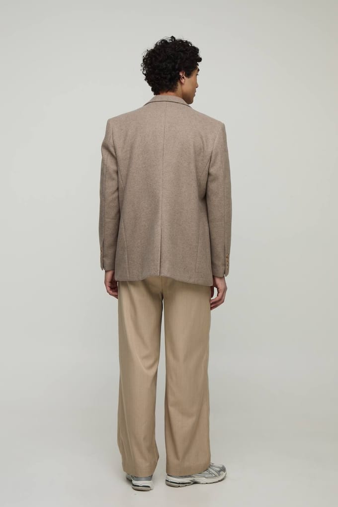 Relaxed Fit Melton Single Breasted Blazer | Stone | Size 44