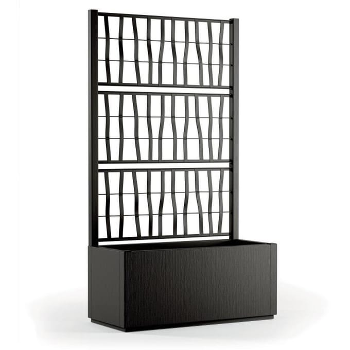 STEFANPLAST Bac a fleur/jardiniere ETHICA rectangulaire 80 cm avec treillis - 80x36xh 140 cm - Graphite