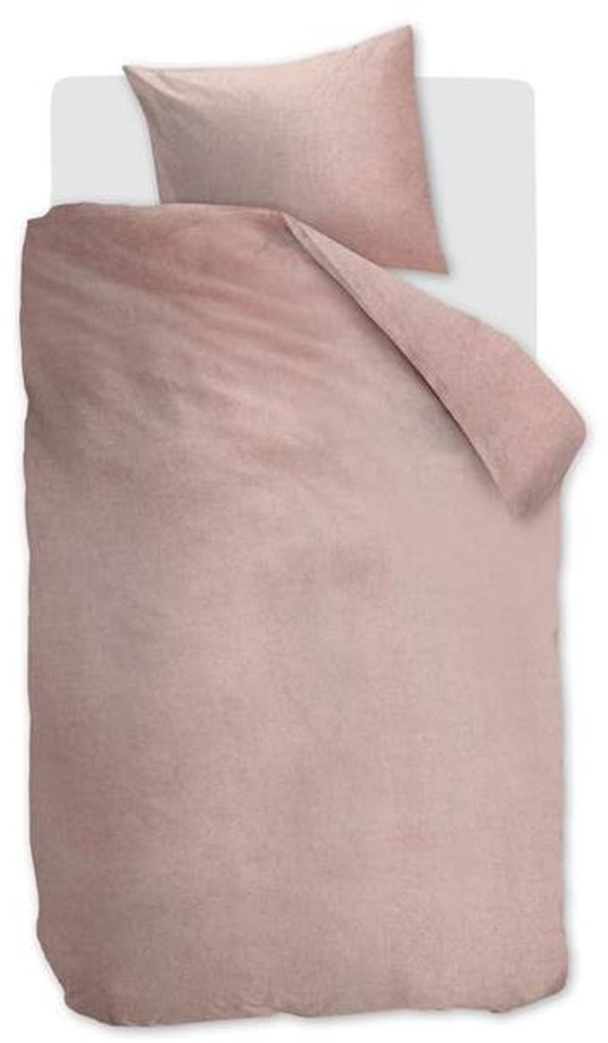 Snoozing Flanel Uni Dekbedovertrek - Eenpersoons - 140x200/220 cm - Soft Pink