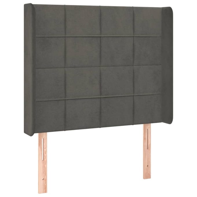 vidaXL - Hoofdbord - LED - 103x16x118/128 - cm - fluweel - donkergrijs