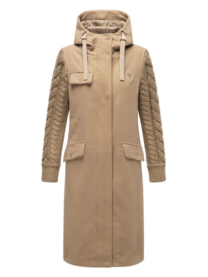 Navahoo Knit Babe dames wintermantel met gebreide mouwen