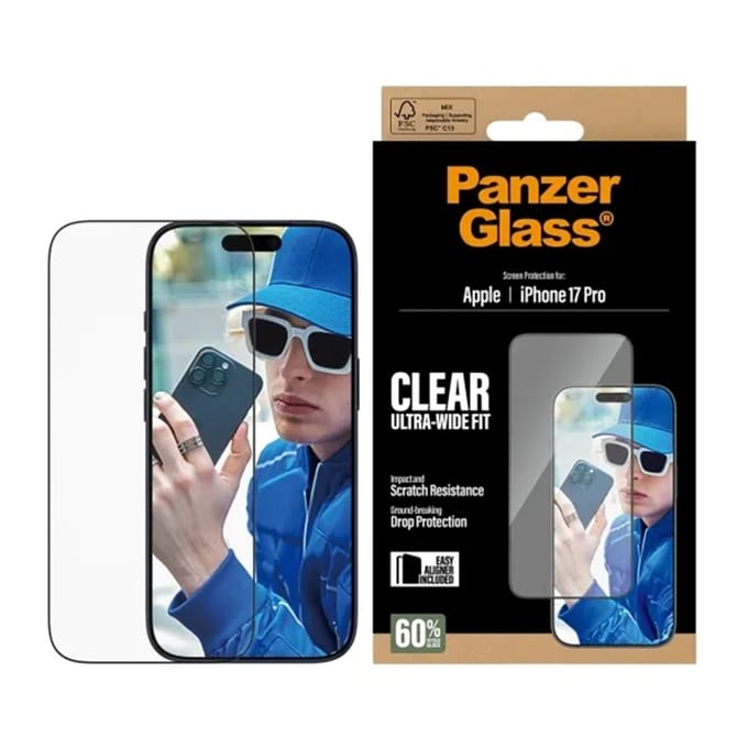PanzerGlass Screenprotector geschikt voor Apple iPhone 17 Pro Glazen | PanzerGlass Ultra-Wide Fit Screenprotector - Case Friendly