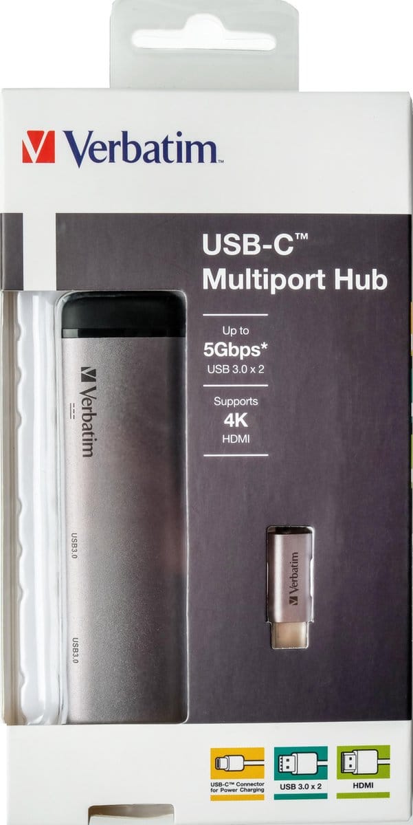 Verbatim Adapterhub USB-C - USB-C/2xUSB-A 3.0/HDMI aluminium/aluminium 49140