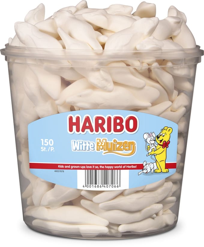 Haribo Witte Muizen - snoep - 150 stuks silo